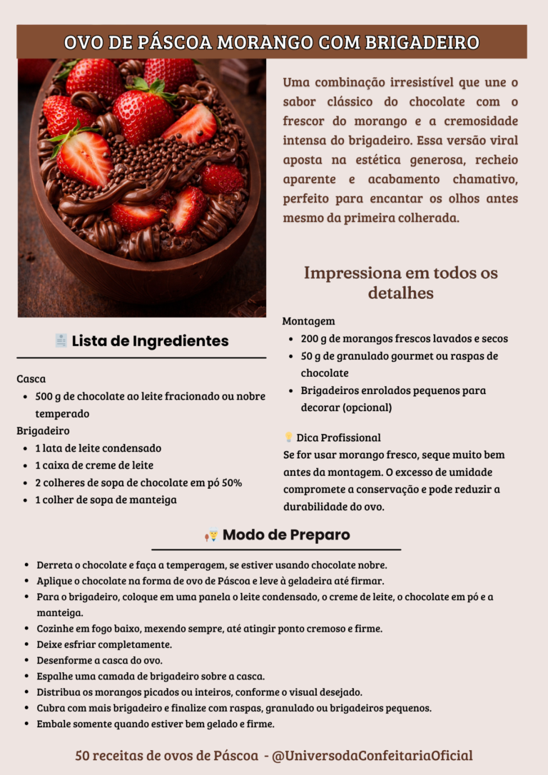 Ovo de Páscoa Frutas Morango com Brigadeiro