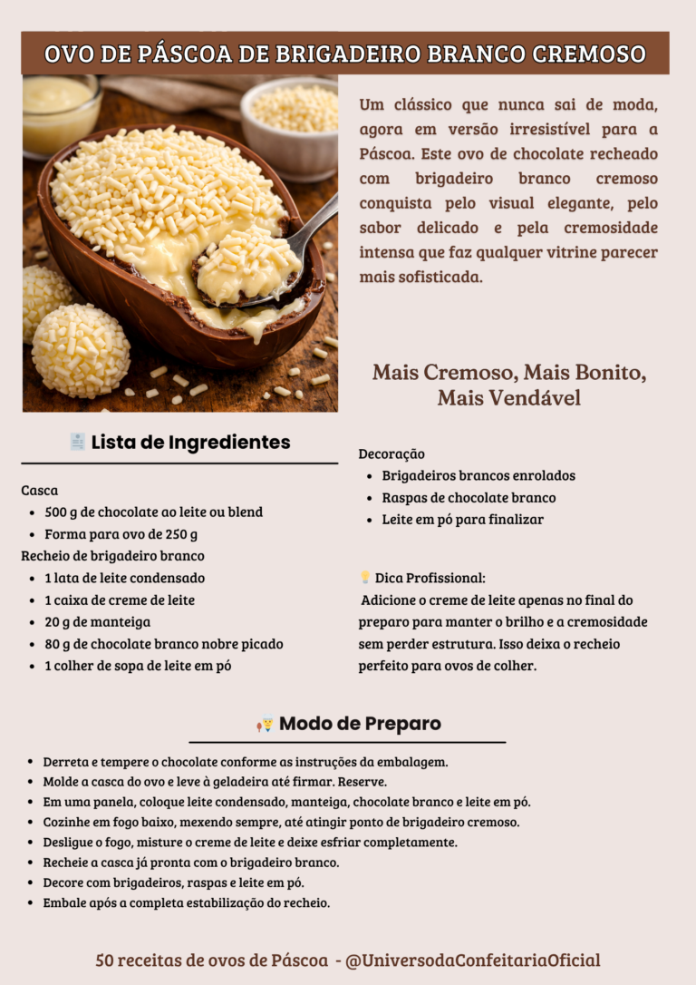 Ovos de Chocolate e Cremes Clássicos - Brigadeiro Branco